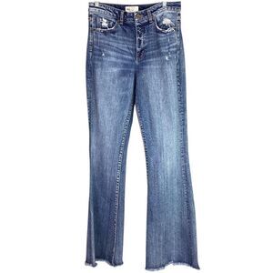 BKE Buckle Flare Jeans Womens 30 X 33.5 Blue Slim Fit High Rise Stretch Distress